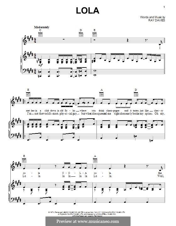 Lola (The Kinks): Para vocais e piano (ou Guitarra) by Ray Davies