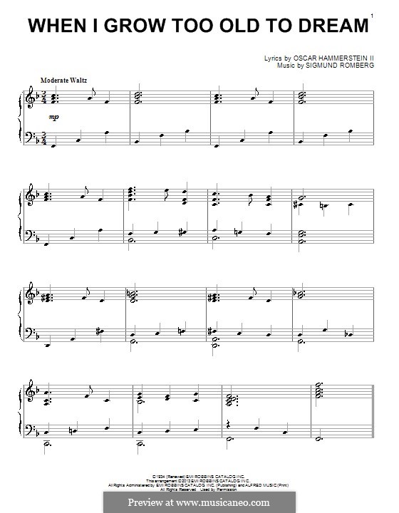 When I Grow Too Old to Dream: Para Piano by Sigmund Romberg