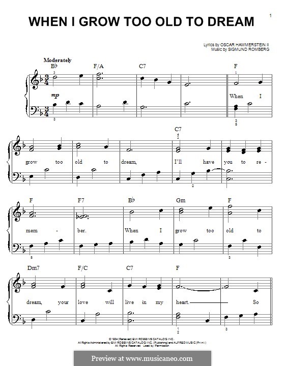 When I Grow Too Old to Dream: Para Piano by Sigmund Romberg