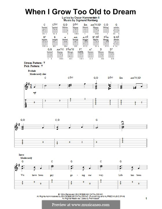 When I Grow Too Old to Dream: Para guitarra com guia by Sigmund Romberg
