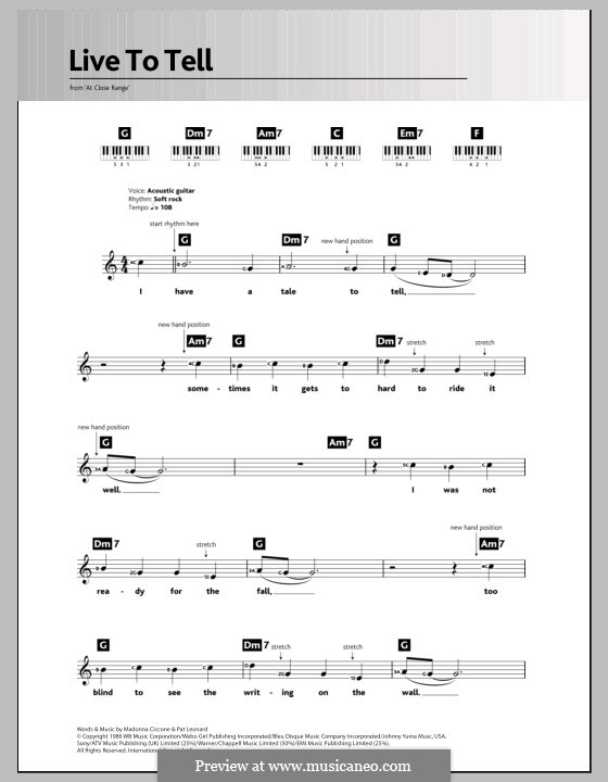 Live to Tell por Madonna, P. Leonard - Partituras on músicaNeo