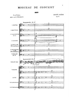 Concert Piece for Violin and Orchestra, Op.62: Partitura completa by Camille Saint-Saëns