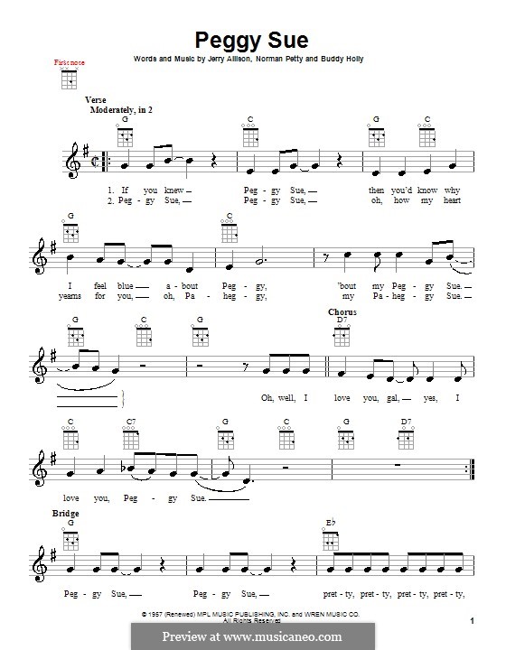 Peggy Sue: para ukulele by Buddy Holly, Jerry Allison, Norman Petty