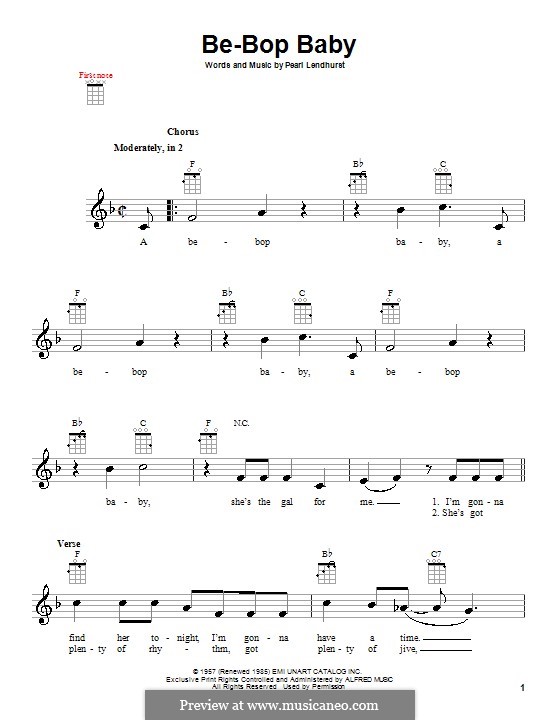 Be-Bop Baby: para ukulele by Pearl Lendhurst