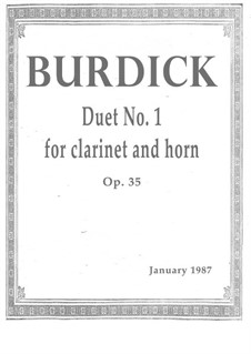 Duet No.1 for clarinet and horn, Op.35: Duet No.1 for clarinet and horn by Richard Burdick