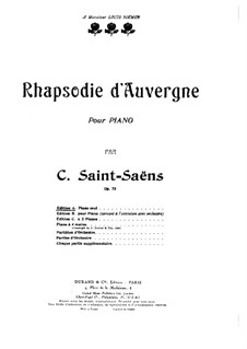Rhapsodie d'Auvergne, Op.73: Para Piano by Camille Saint-Saëns