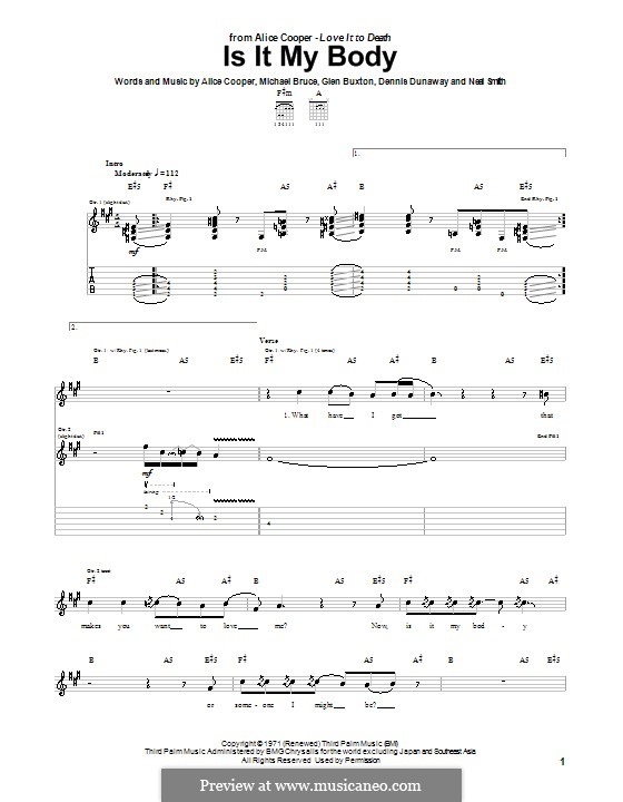 Is It My Body: Para guitarra com guia by Alice Cooper, Dennis Dunaway, Glen Buxton, Michael Bruce, Neal Smith