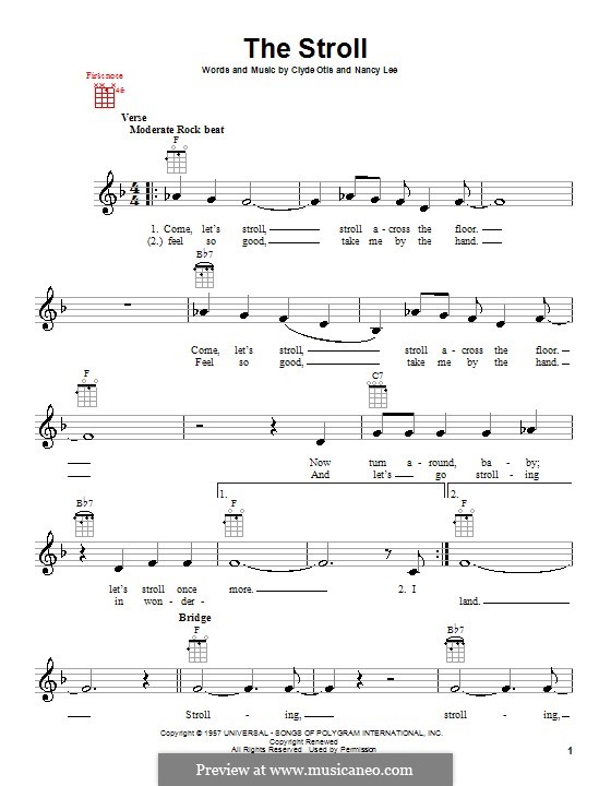 The Stroll (The Diamonds): para ukulele by Clyde Otis, Nancy Lee