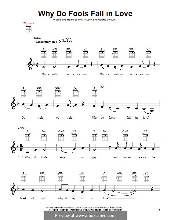 Why Do Fools Fall in Love: para ukulele by Frankie Lymon, Morris Levy