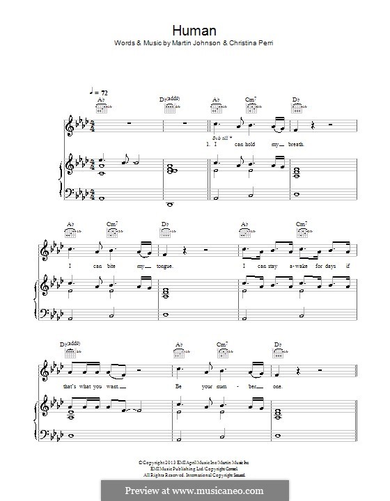 Human: Para vocais e piano (ou Guitarra) by Christina Perri, Martin Johnson