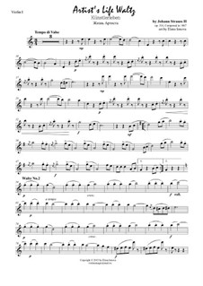 Artist's Life, Op.316: para quartetos de cordas by Johann Strauss (Sohn)