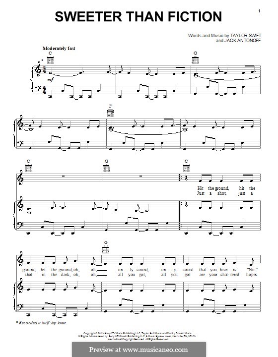 Sweeter Than Fiction: Para vocais e piano (ou Guitarra) by Taylor Swift, Jack Antonoff