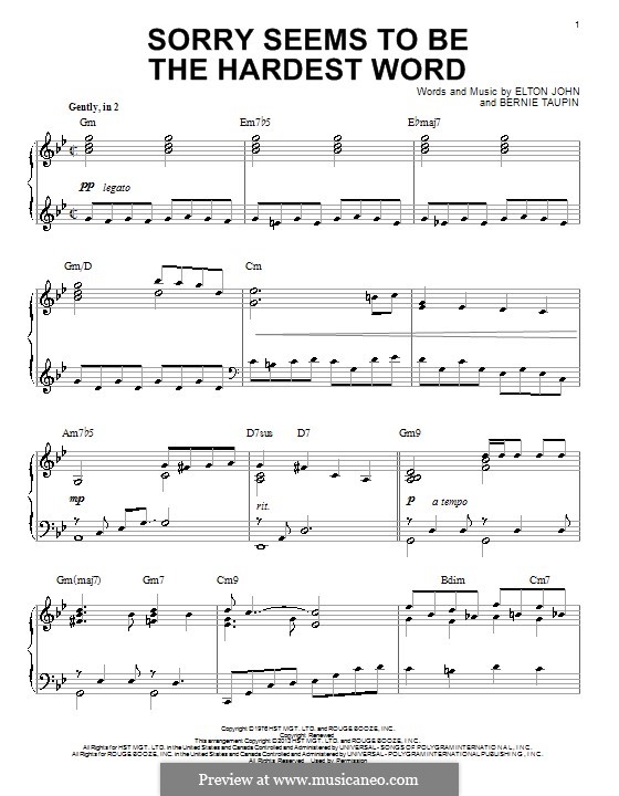 Sorry Seems to be the Hardest Word: Para Piano by Elton John