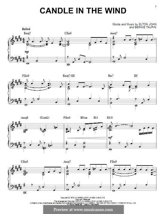 Candle In The Wind Spartito Pianoforte