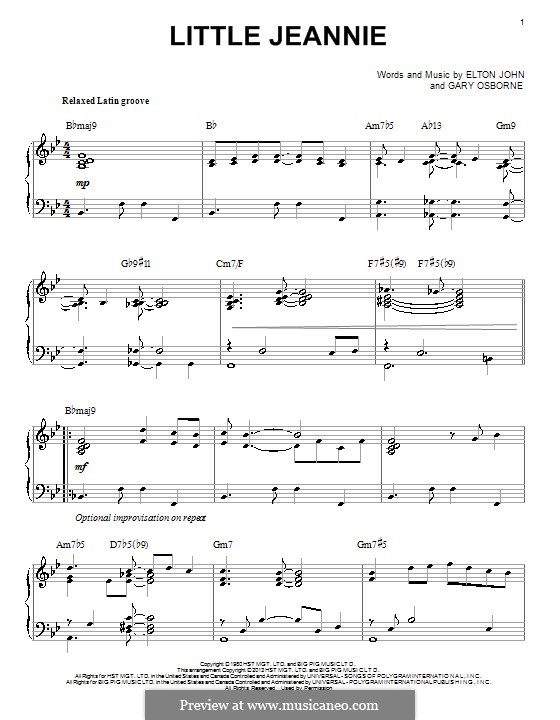 Little Jeannie (Elton John): Para Piano by Gary Osborne