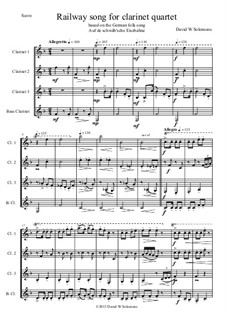 Railway Song: para quarteto de clarinete by folklore, David W Solomons