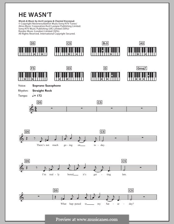 He Wasn't (Avril Lavigne): para teclado by Chantal Kreviazuk