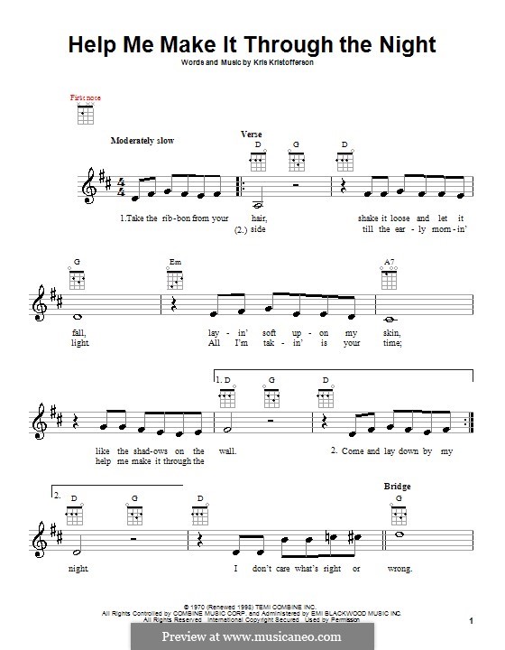 Help Me Make It Through the Night: para ukulele by Kris Kristofferson