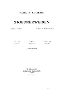 Zigeunerweisen (Gypsy Airs), Op.20: arranjo para piano by Pablo de Sarasate