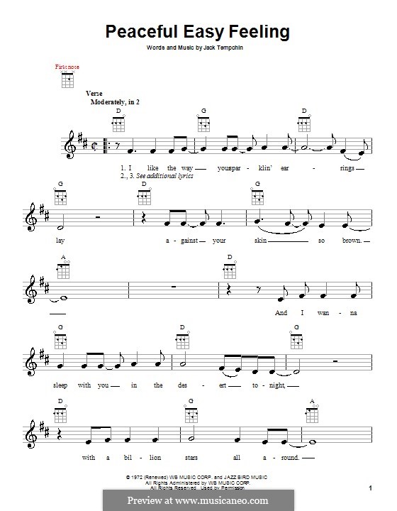 Peaceful Easy Feeling (The Eagles): para ukulele by Jack Tempchin