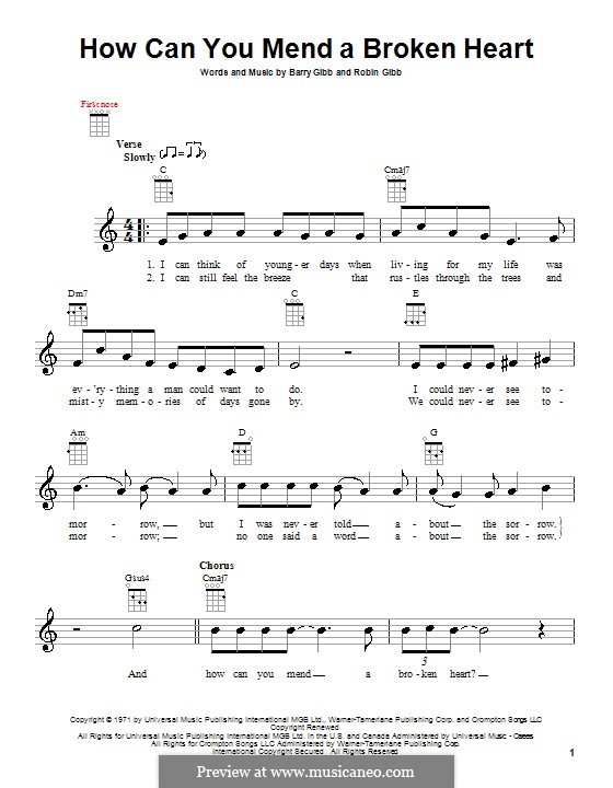 How Can You Mend a Broken Heart: para ukulele by Barry Gibb, Robin Gibb