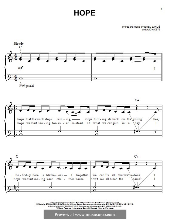 Hope: Para Piano by Alicia Keys, Emeli Sandé
