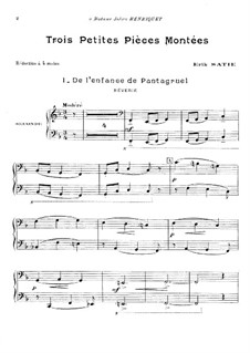 Trois petites pièces montées: para piano de quadro mãos by Erik Satie