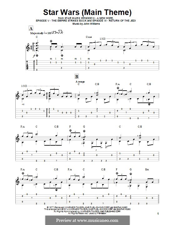Star Wars (Main Theme): Para guitarra com guia by John Williams