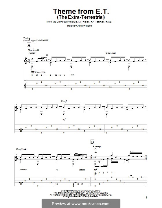 Theme from E.T. (The Extra-Terrestrial): Para guitarra com guia by John Williams