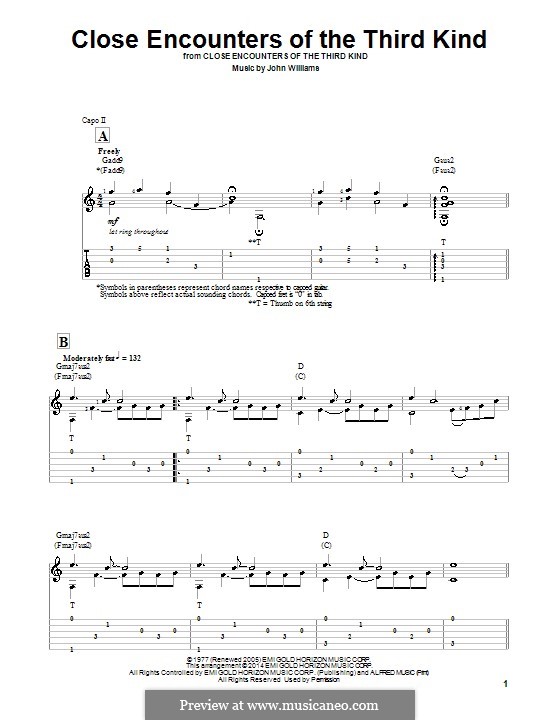 Theme from Close Encounters of the Third Kind: Para guitarra com guia by John Williams