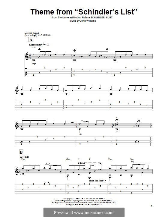 Theme from Schindler's List: Para guitarra com guia by John Williams