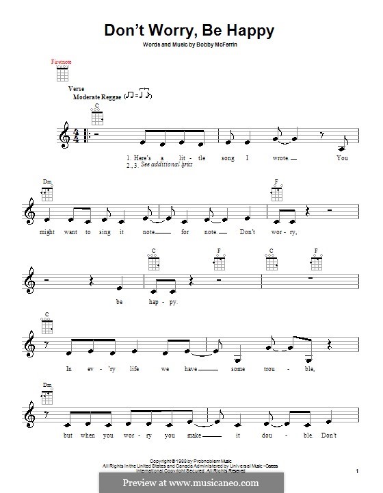 Don't Worry, Be Happy: para ukulele by Bobby McFerrin