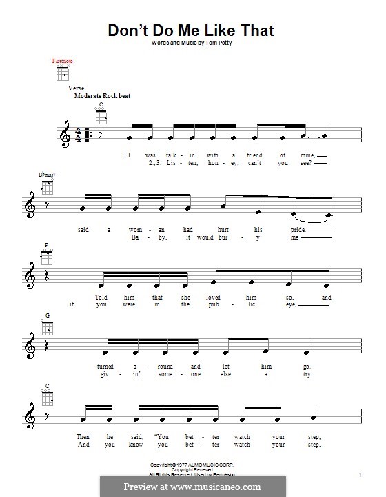 Don't Do Me Like That (Tom Petty and The Heartbreakers): para ukulele by Tom Petty