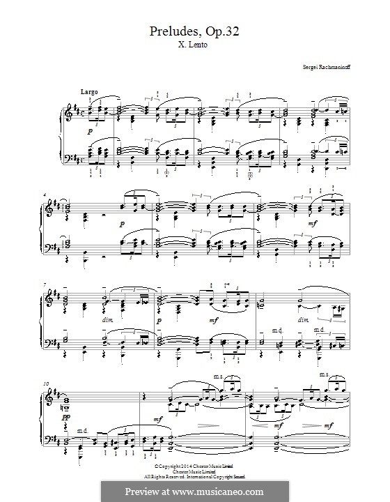 Thirteen Preludes, Op.32: Prelude No.10 in B Minor by Sergei Rachmaninoff