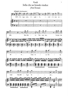 Ernani: Infin che un brando vindice, for bass and piano by Giuseppe Verdi