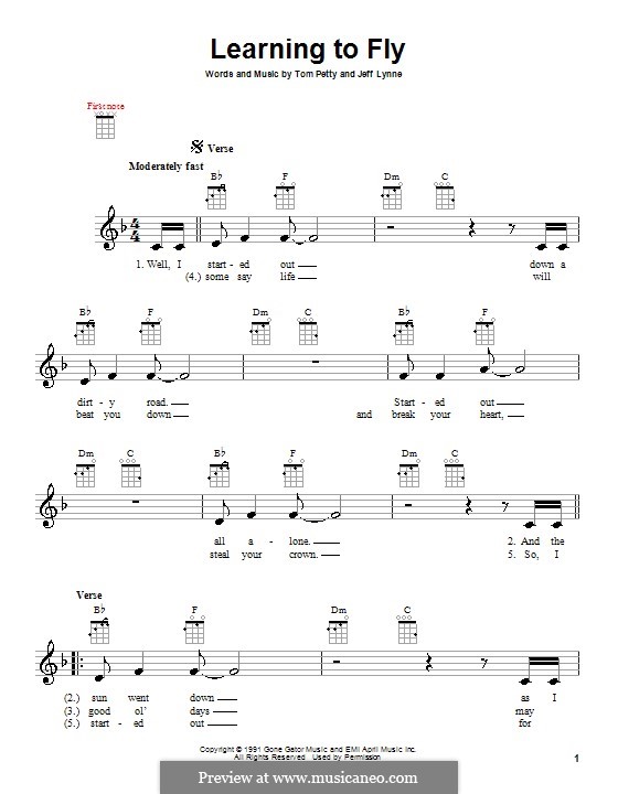 Learning to Fly (Tom Petty And The Heartbreakers): para ukulele by Jeff Lynne