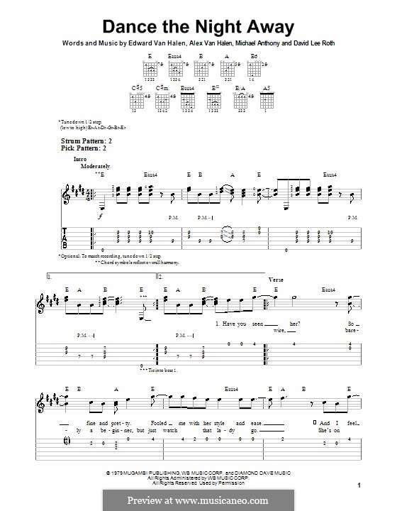 Dance the Night Away (Van Halen): Para guitarra com guia by Alex Van Halen, Edward Van Halen, Michael Anthony