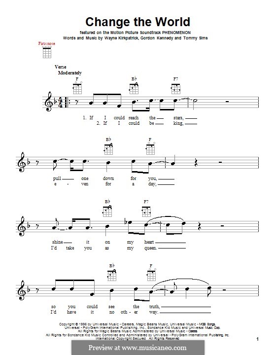 Change the World (Eric Clapton and Wynonna): para ukulele by Gordon Kennedy, Tommy Sims, Wayne Kirkpatrick