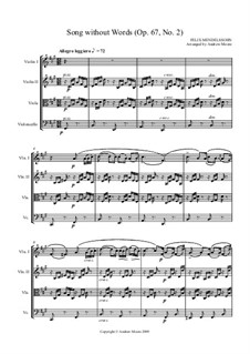 Songs without Words, Op.67: Nr.2 Frühlingslied, für Streichquartett by Felix Mendelssohn-Bartholdy