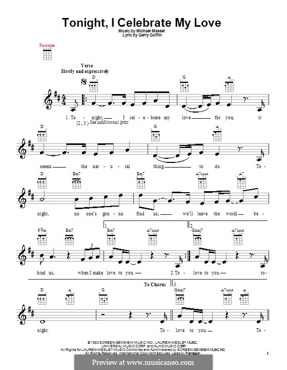 Tonight, I Celebrate My Love (Peabo Bryson and Roberta Flack): para ukulele by Gerry Goffin, Michael Masser