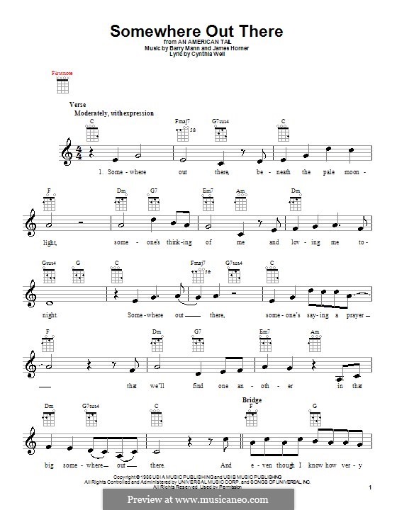 Somewhere Out There (from An American Tail): para ukulele by Barry Mann, Cynthia Weil, James Horner