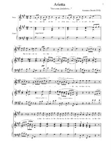 Son come farfalletta: For soprano and piano (A Major) by Unknown (works before 1850)