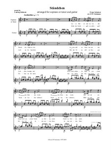 No.4 Ständchen (Serenade), vocal version: For soprano or tenor and guitar by Franz Schubert