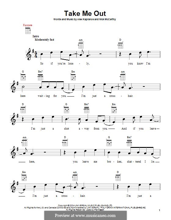 Take Me Out (Franz Ferdinand): para ukulele by Alexander Kapranos, Nicholas McCarthy