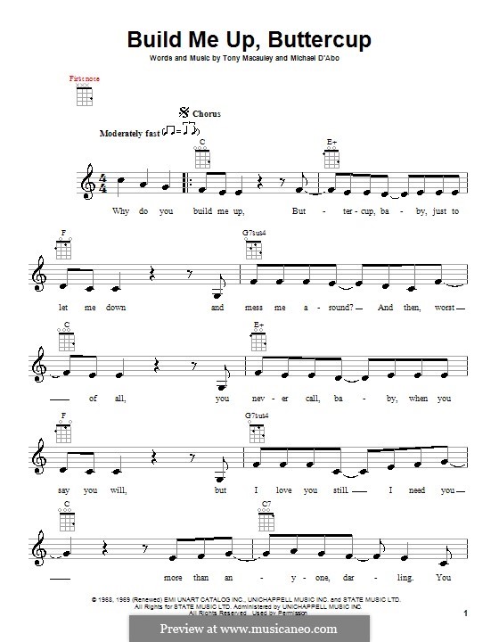 guitar chords for fill me up buttercup