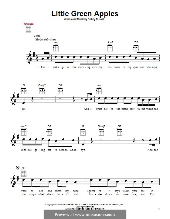 Little Green Apples: para ukulele by Bobby Russell