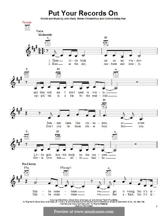 Put Your Records on (Corinne Bailey Rae): para ukulele by John Beck, Steven Chrisanthou