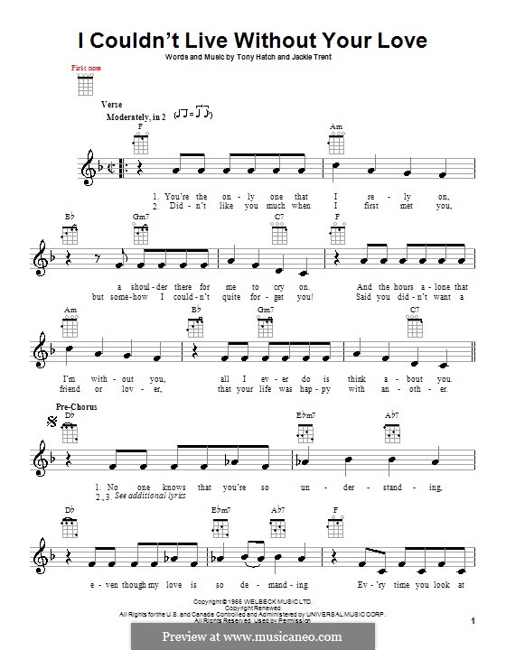 I Couldn't Live without Your Love: para ukulele by Tony Hatch