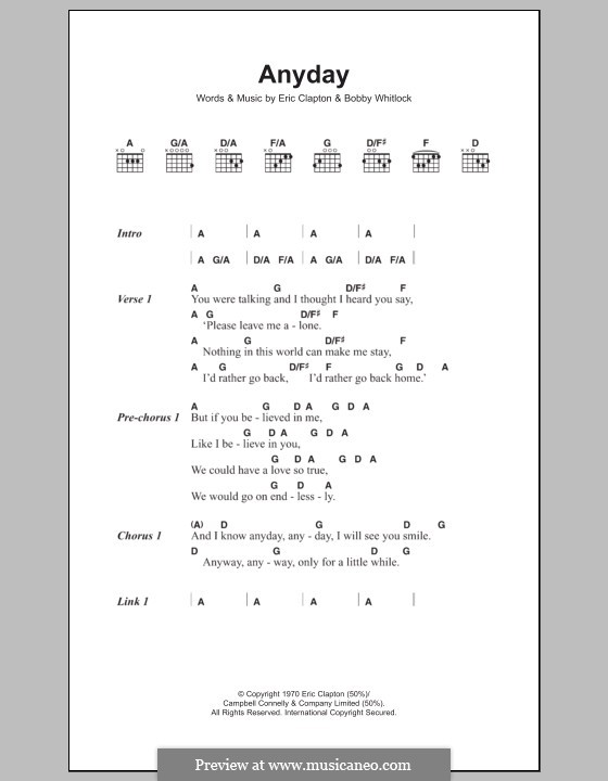 Any Day: Letras e Acordes by Bobby Whitlock, Eric Clapton