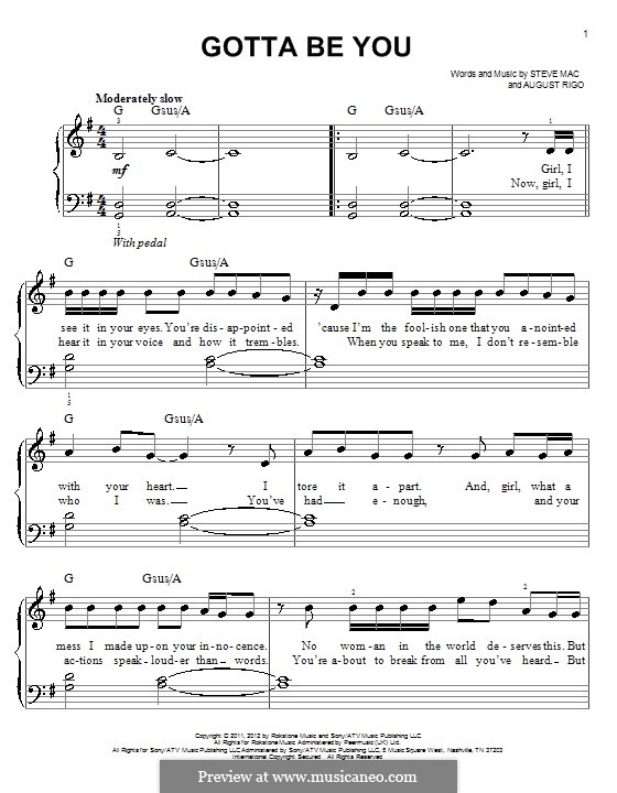 Gotta Be You (One Direction): Para Piano by August Rigo, Steve Mac